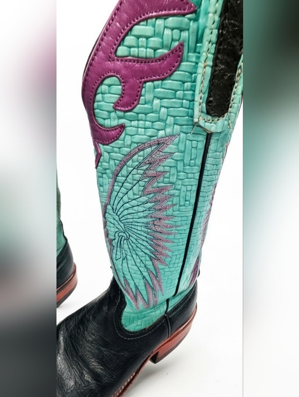 730. Anderson Bean S2229A Turquoise & Purple Cowgirl Boots - Women's 7.5 - Picture 11 of 11
